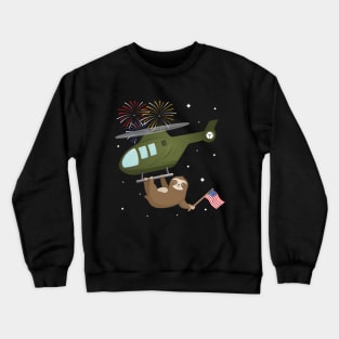 Cute baby sloth rides helicopter Crewneck Sweatshirt